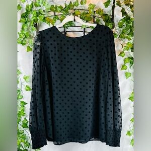 LOFT Black Puff Sleeve Blouse